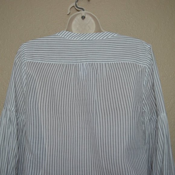 XS Joie Grey Striped White Azabeth Peasant Shirt - Picture 13 of 15